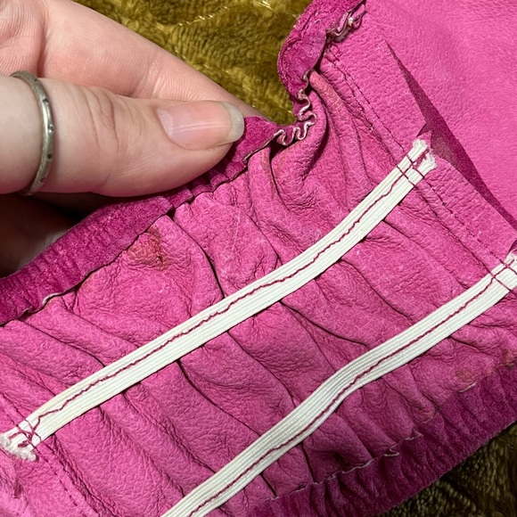 Vintage Firenze Santa Barbara suede leather fuchsia pink halter crop top - Picture 7 of 7